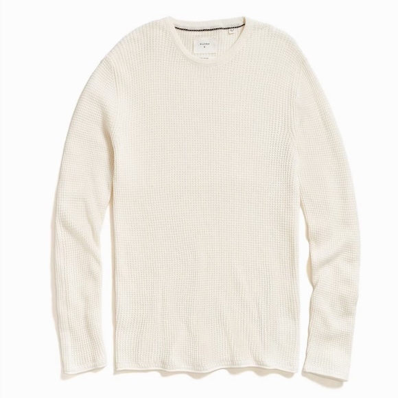Billy Reid Mini Waffle Crew Long Sleeve Cotton Cashmere Sweater - Picture 1 of 4